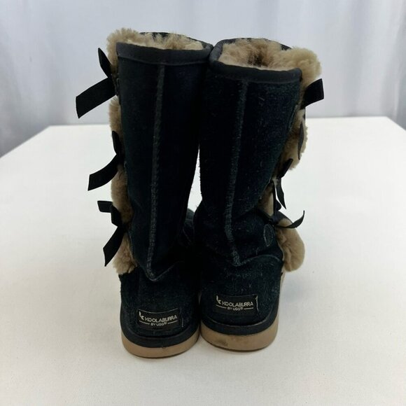 Ugg Australia Womens Koolaburra Comfort Boots Black Suede Bow Mid Calf Pull On 6 - Picture 2 of 11